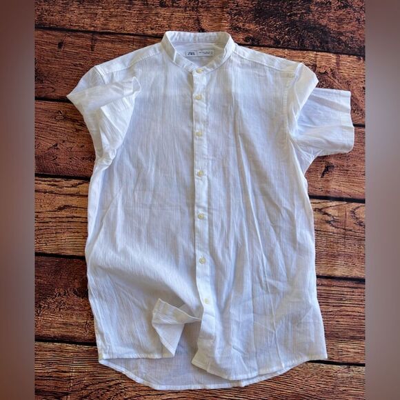 Zara stand collar flowy white button shirt. Size‎ Small - Picture 2 of 13